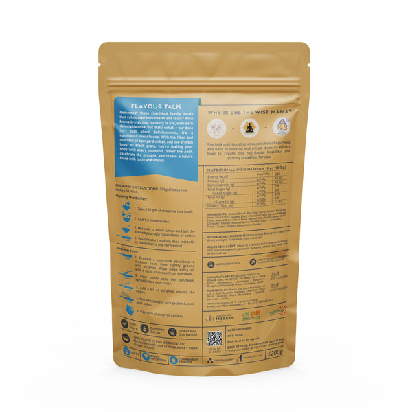 Ingredients of Wise Mama Masala Millet Dosa