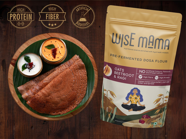 Pre-fermented Instant Oats Beetroot & Ragi Dosa | 200g | makes 10 to 12 Dosa