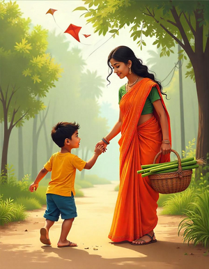 Wise Mama and the Curious Boy: Exploring the Joy of Kites, Sweets, and Sankranti Traditions