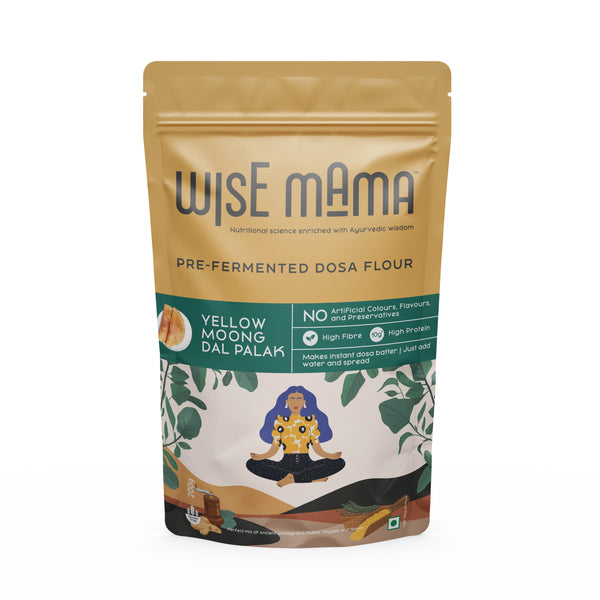 Wise Mama Dosa Mix Combo – Pre-Fermented, Instant Breakfast | Yellow Moong Dal Palak, Masala Chilla & Oats Ragi Beetroot Mixes