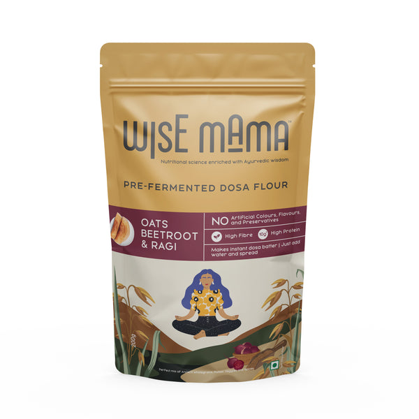 Wise Mama Dosa Mix Combo – Pre-Fermented, Instant Breakfast | Yellow Moong Dal Palak, Masala Chilla & Oats Ragi Beetroot Mixes