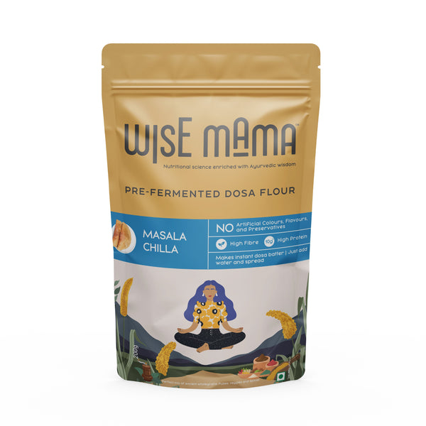 Wise Mama Dosa Mix Combo – Pre-Fermented, Instant Breakfast | Yellow Moong Dal Palak, Masala Chilla & Oats Ragi Beetroot Mixes