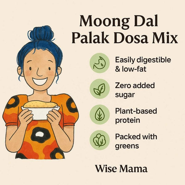 Pre-fermented Instant Moong Dal Palak Chilla /Dosa | 200g | | makes 10 to 12 Dosa